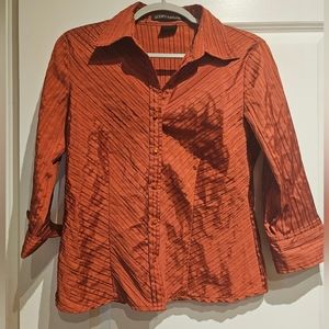 Scott Taylor Burnt Orange Button Up Textured Blouse